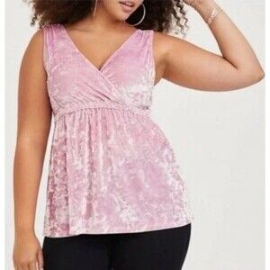 Torrid‎ Tank Crush Velvet Plus Size 1 Pink Sleeveless Top Casual Dress Up Barbie